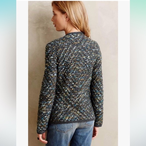 Anthropologie MOTH Keavy chunky tweed cardigan jacket sweater open front M - Picture 5 of 17